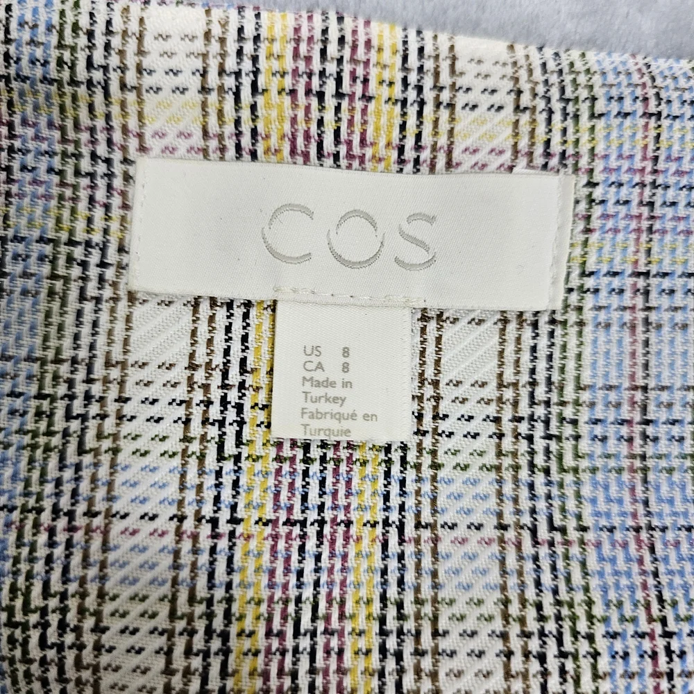 COS Checkered MIDI Dress Straight Neck Size 8 - Picture 7 of 12